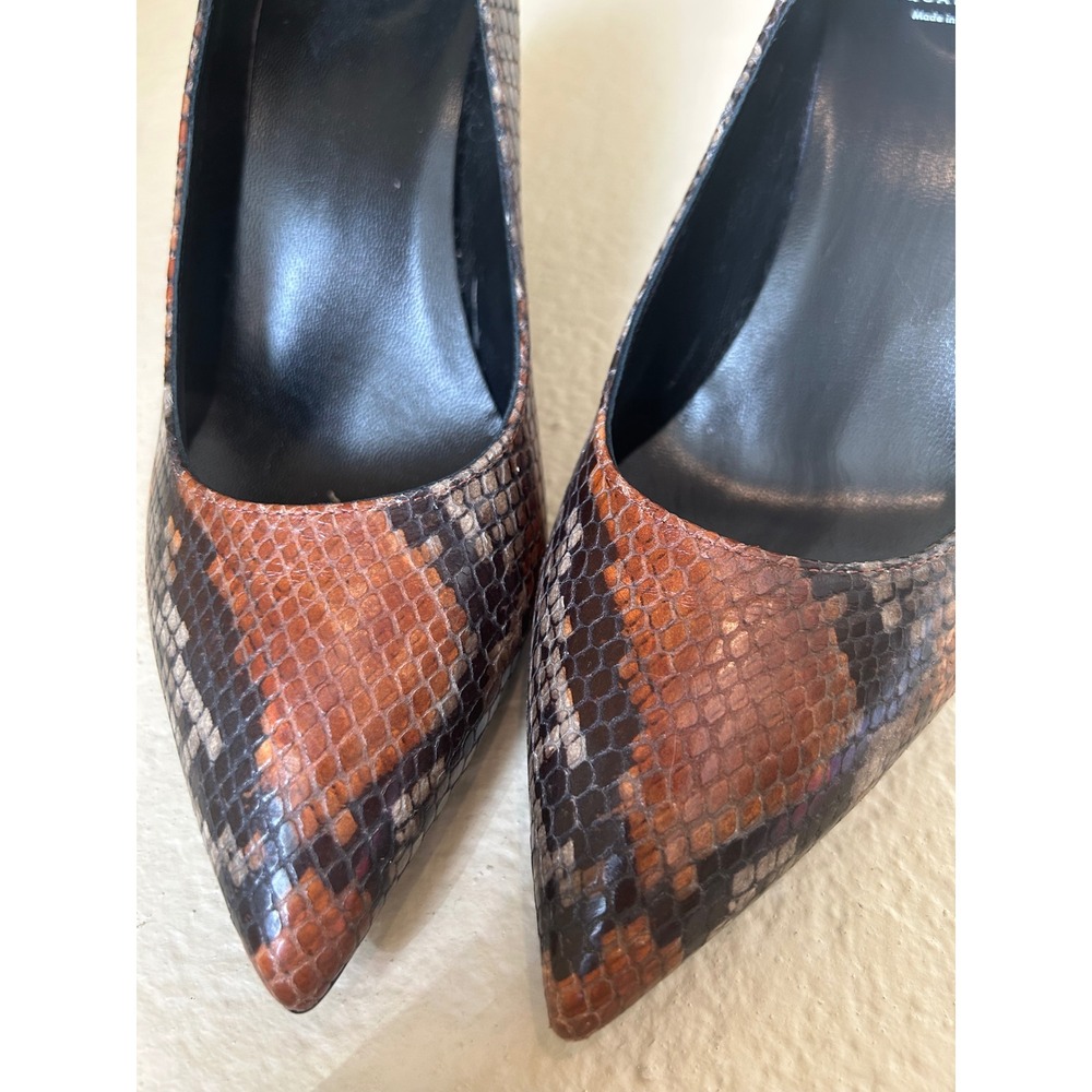 Aquatalia Melina Snake Embossed Leather Pumps Cognac Black Made in Italy SZ 8.5‎ - Picture 2 of 7